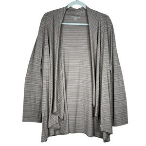 Croft & Barrow Brown Striped Open Cardigan Tunic Size 1X
